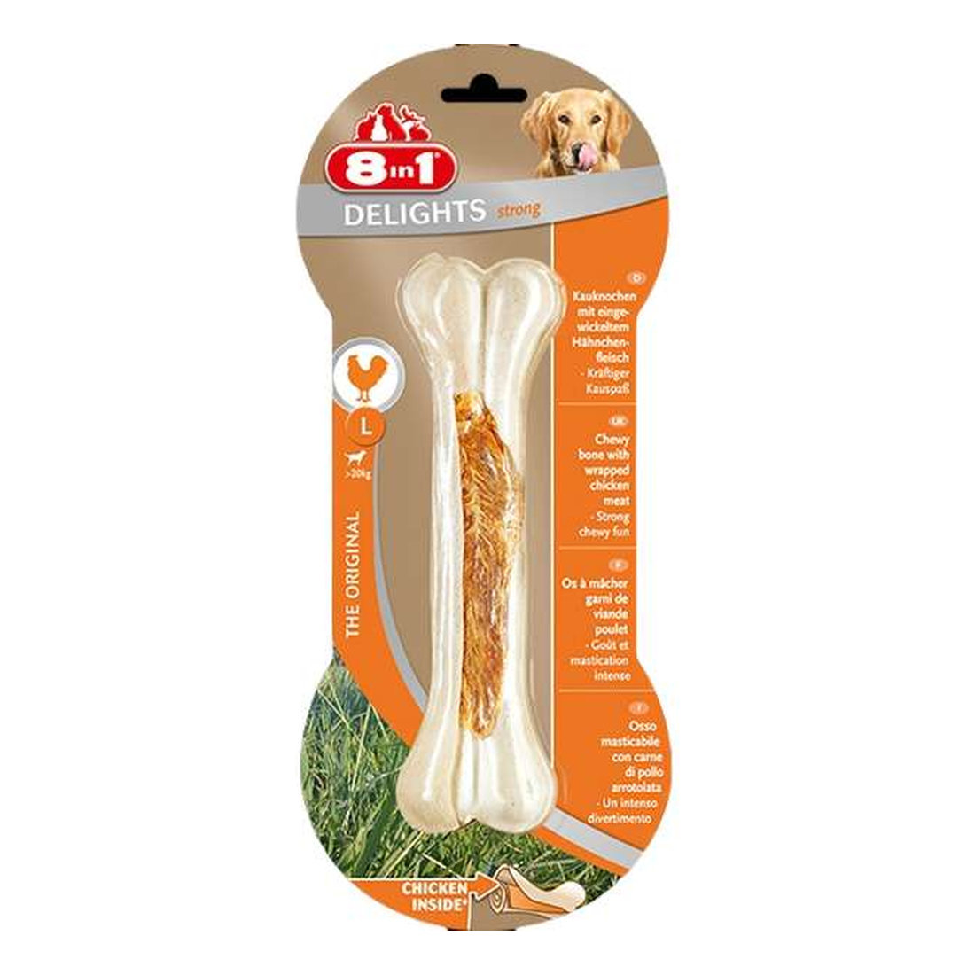 DS 8in1 Delights Chicken Strong Bone L 1pc 130g