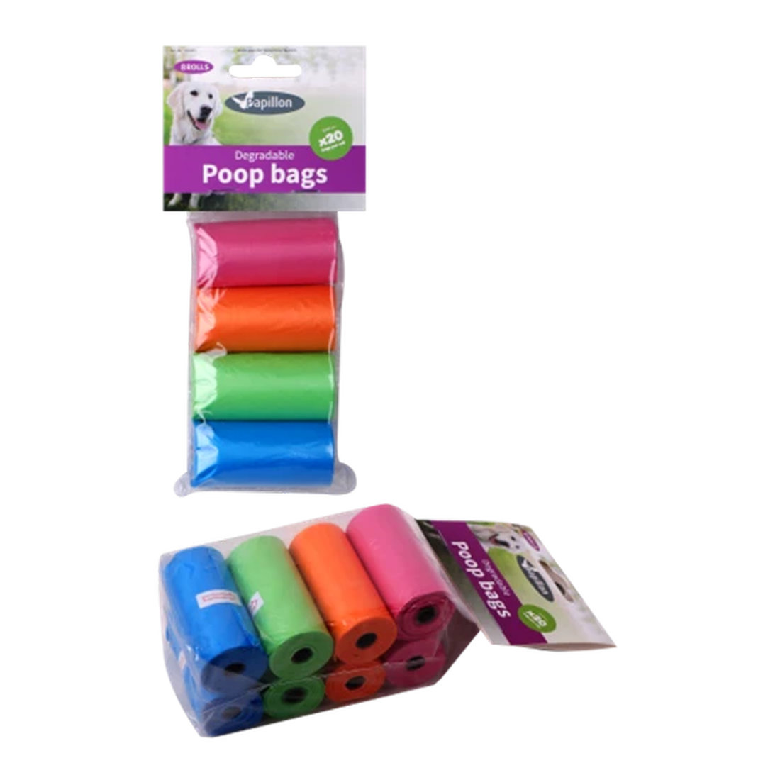 Degradable poop bags 8 rolls x 20 pcs