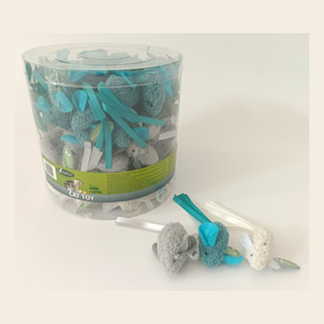 PAPILLON - CT Mice and catnip 5-6 cm in 3 colors turqouise white grey