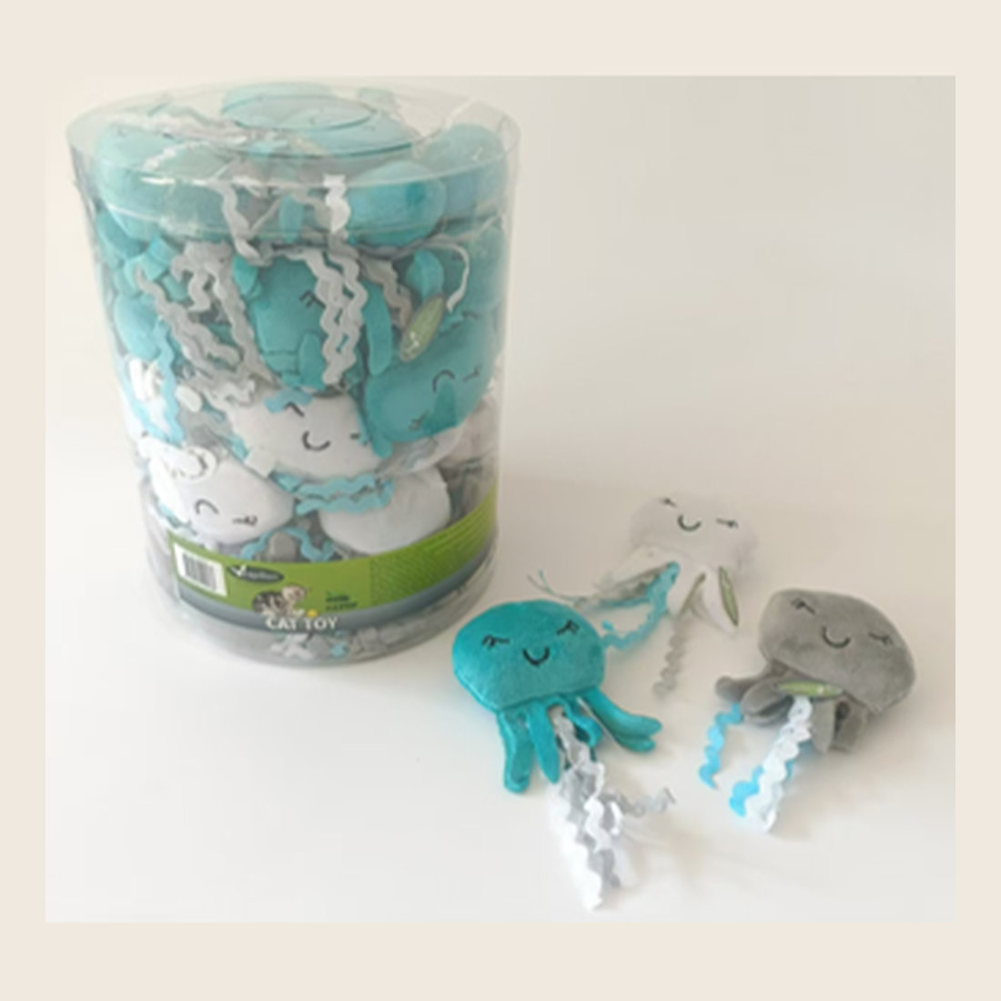 PAPILLON - CT Octopuses with Catnip 10 cm 3 colors turqouise white grey