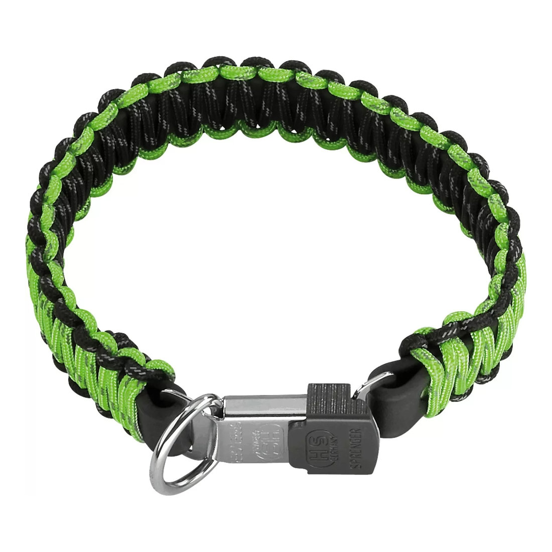 COLLAR IN NYLON WITH CLICK LOCK BLACK/GREEN 50cm