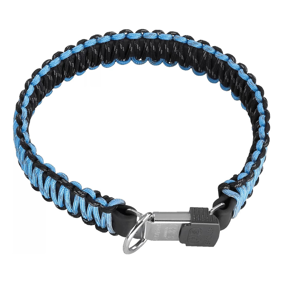 COLLAR IN NYLON WITH CLICK LOCK BLACK/CYAN 35cm