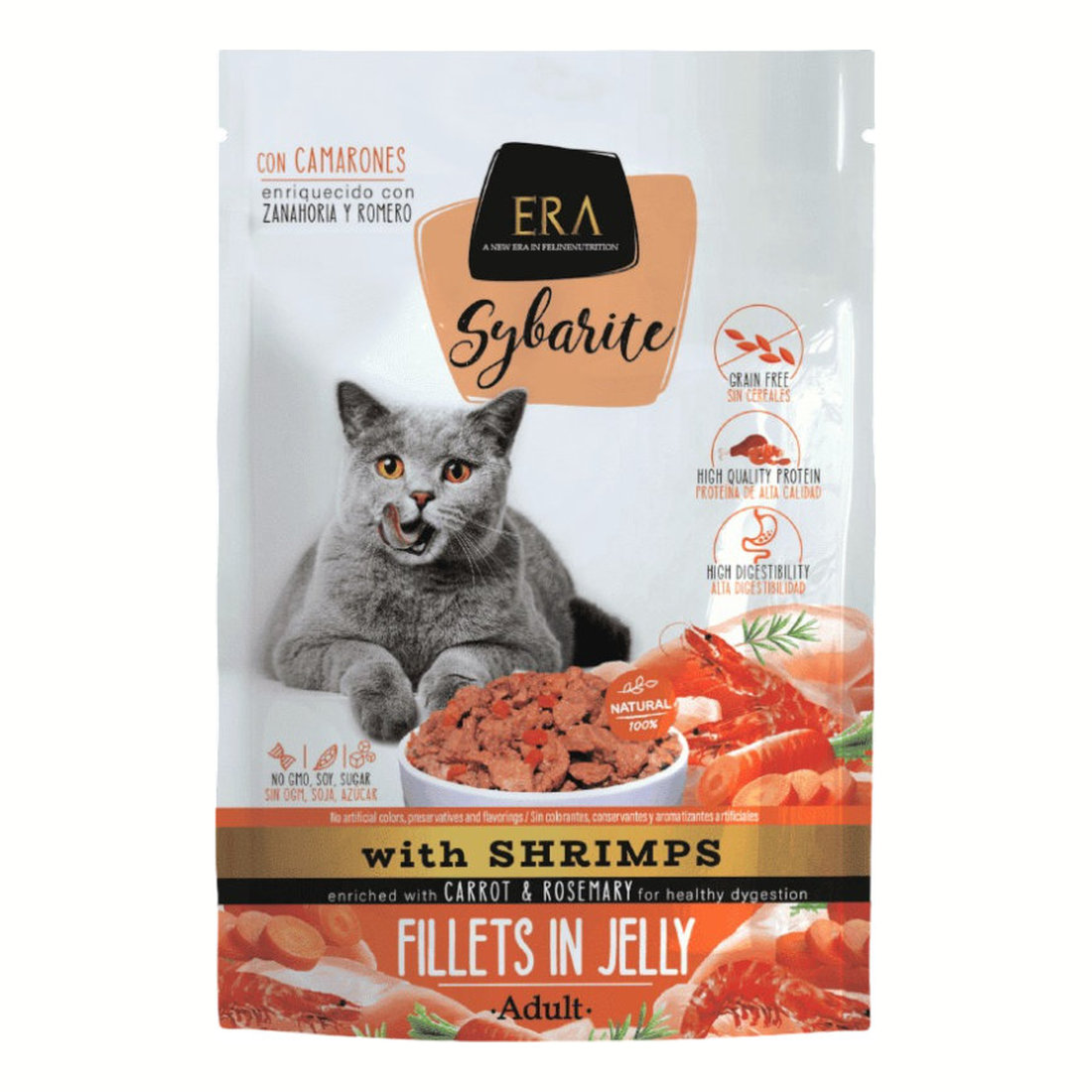 ERA Sybarite Adult – Fillets in Jelly Shrimps with Carrot & Rosemary 85g