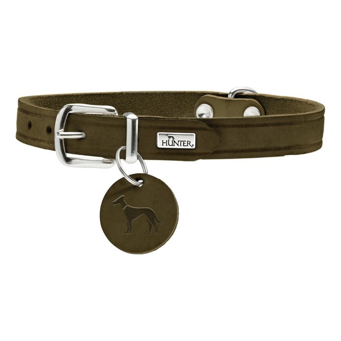 Leather Collar Aalborg 37 XS-S Olive Green