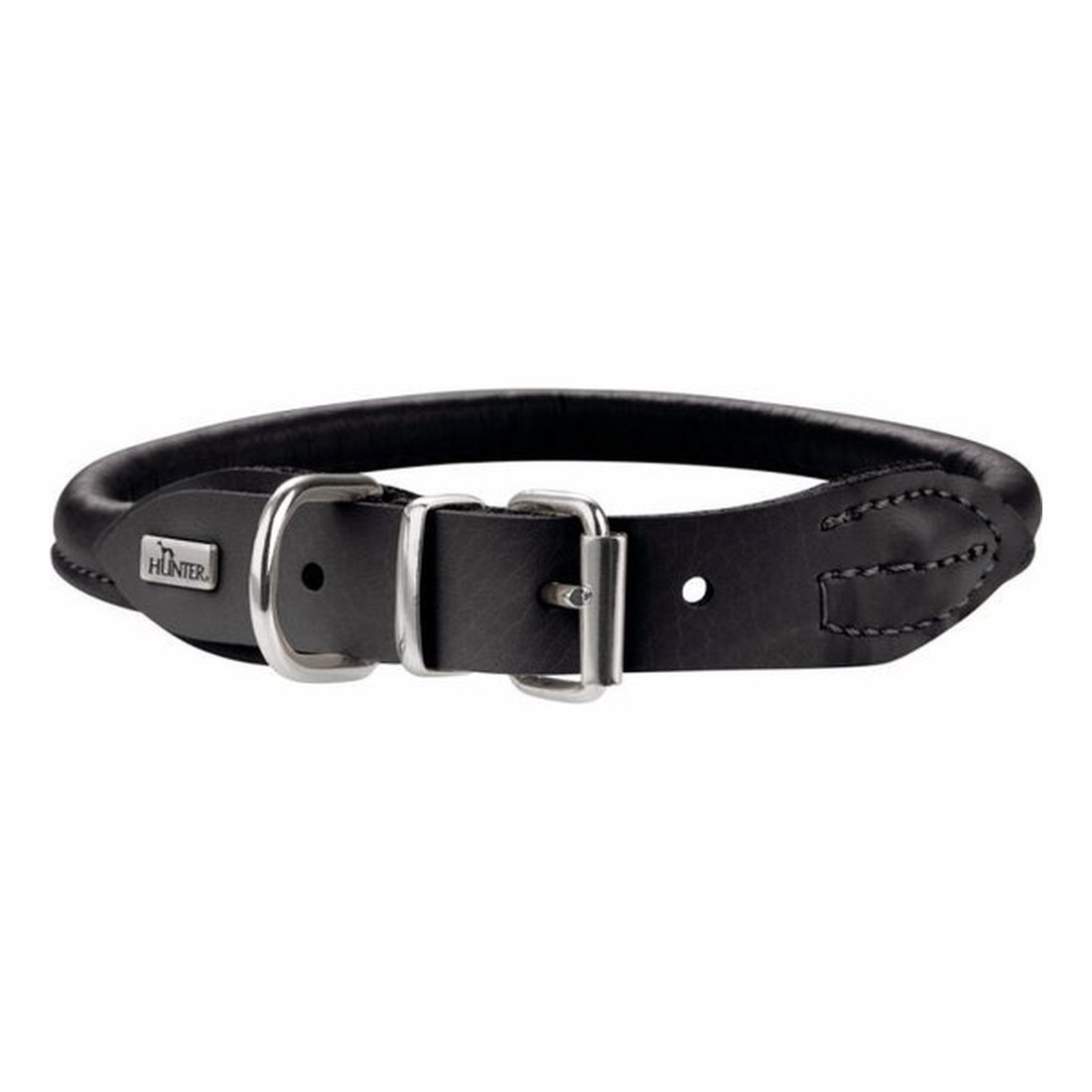 Leather Collar Round & Soft Elk Petit 6mm, 30-33cm Black