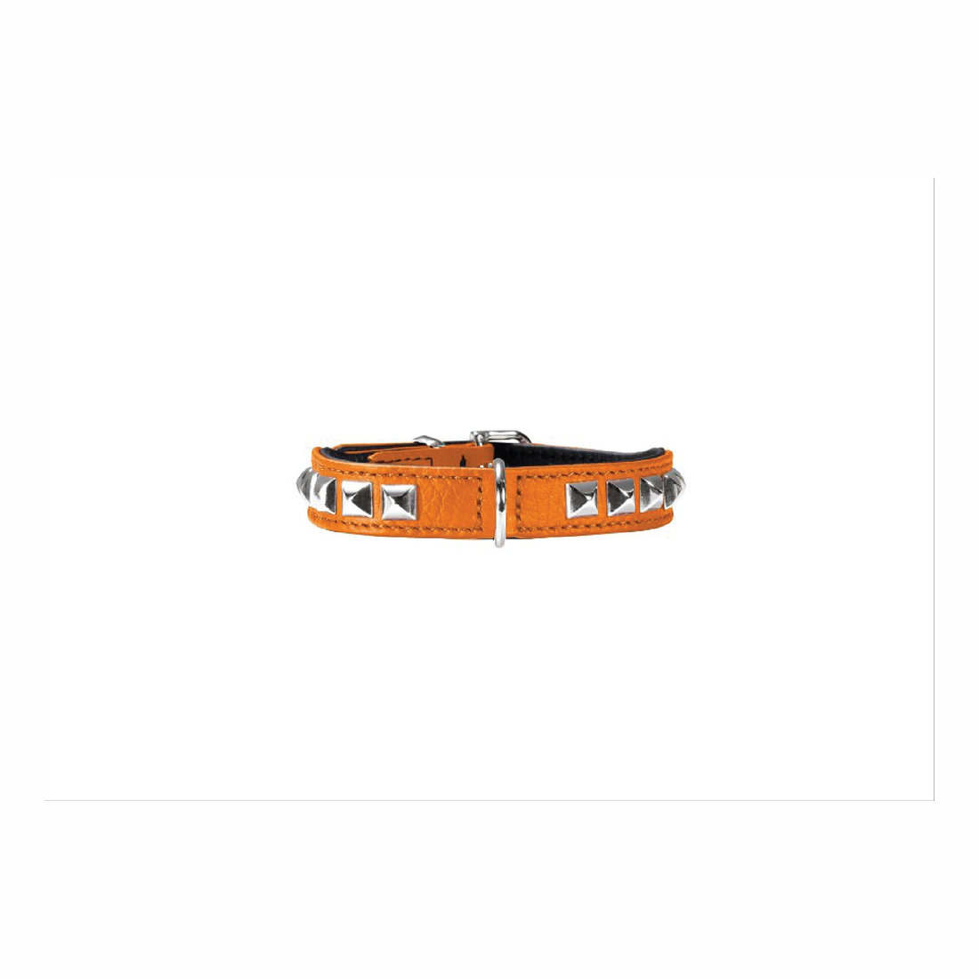 Leather Collar Rocky Petit 1.6cm 23-27cm Orange/Black