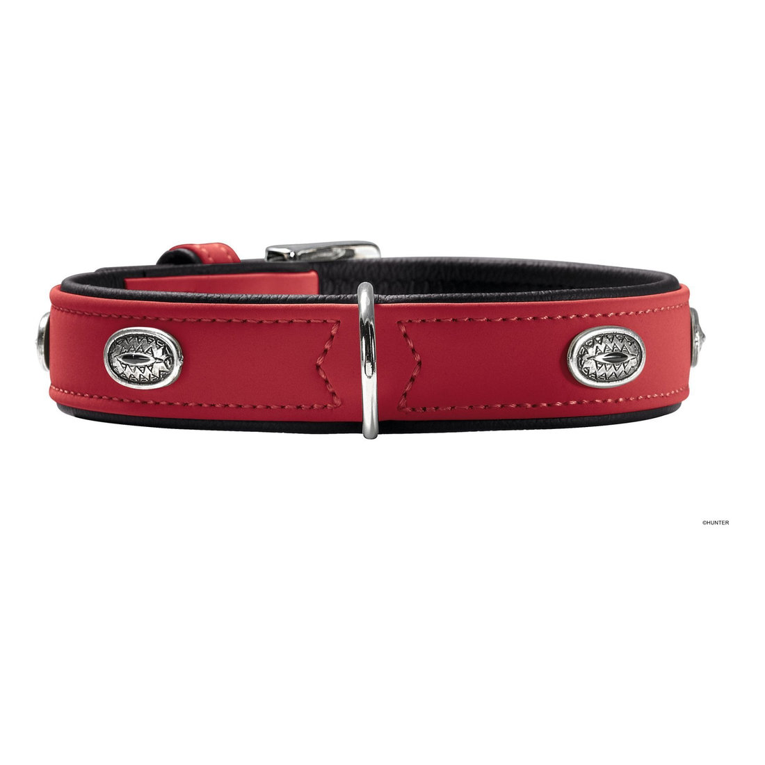 Leather Collar Softie Stone 3.5cm 51-58cm Red/Black