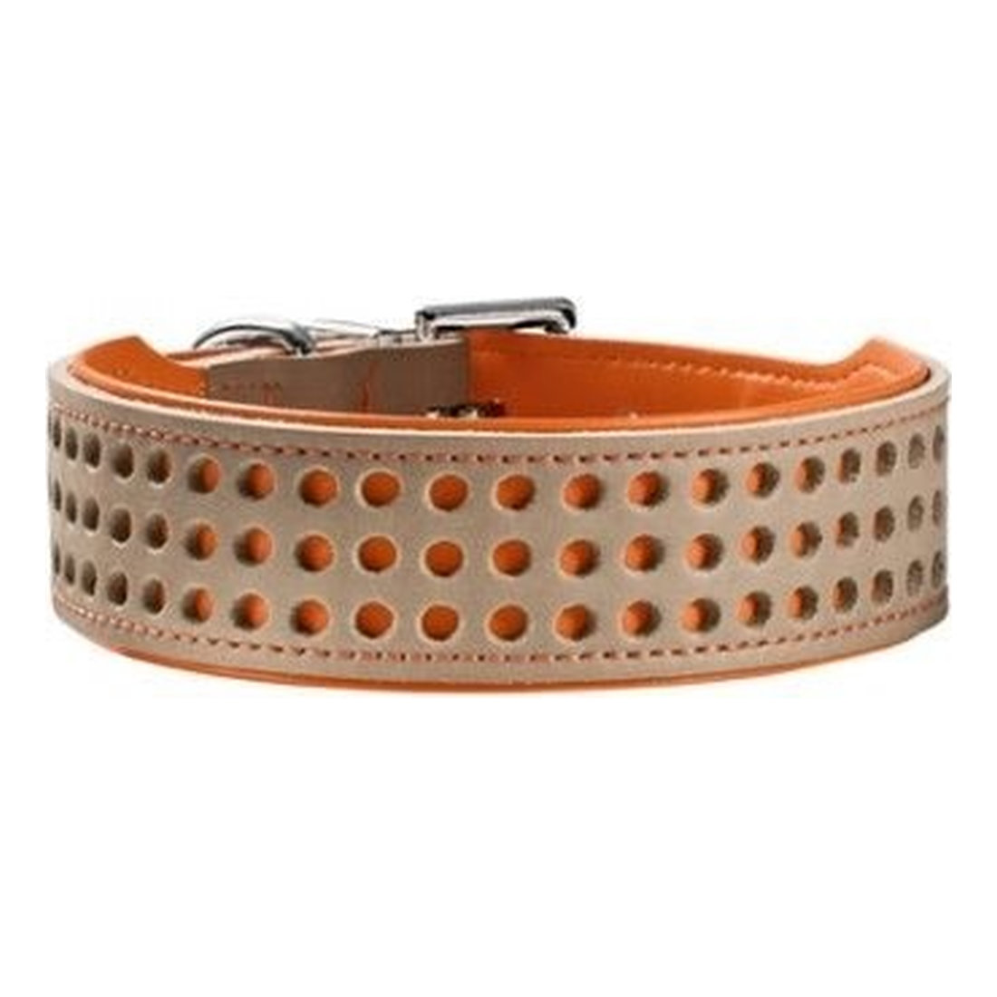 Leather Collar Marbella Stone/Orange 3,9cm 51-58,5M