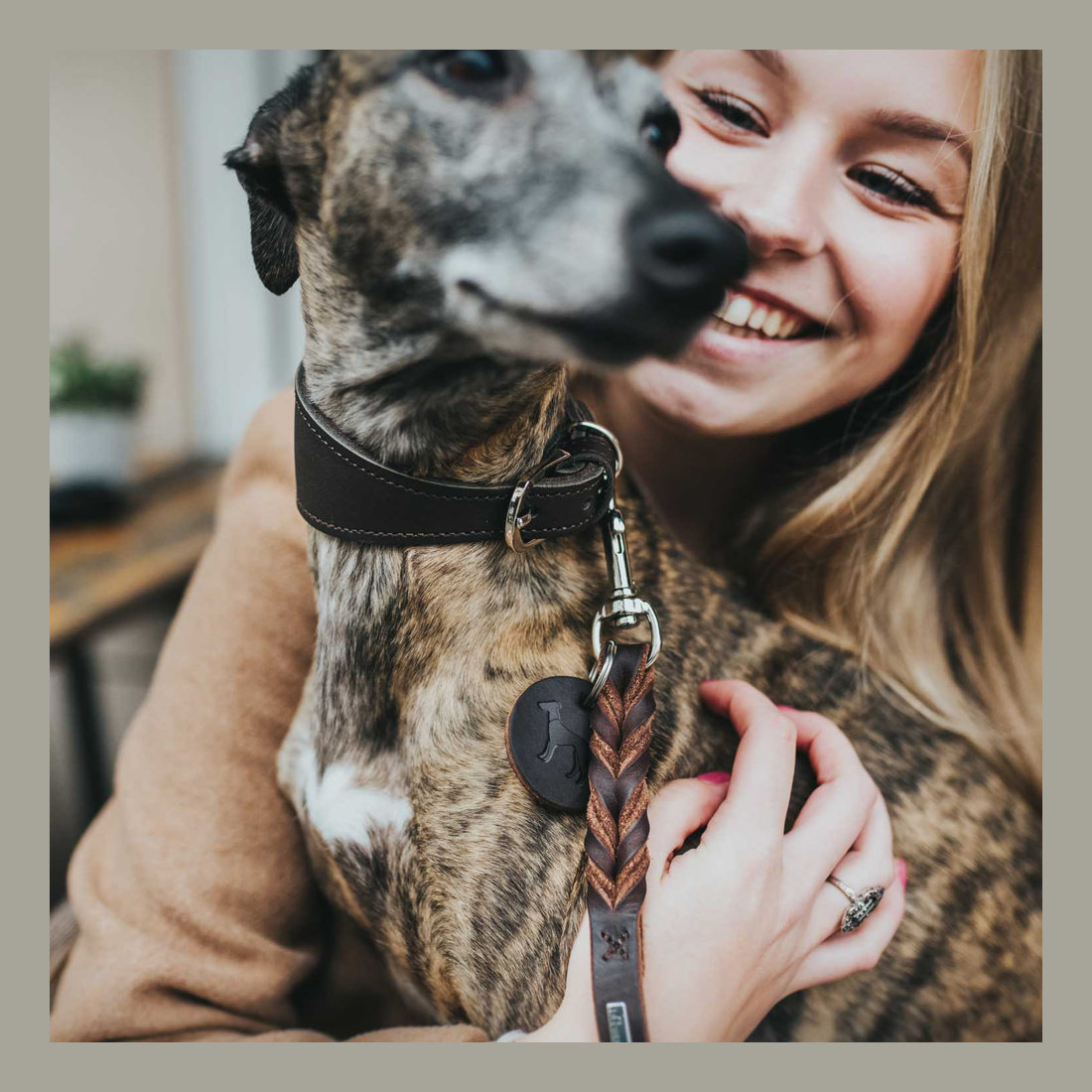 Leather Collar Greyhound Super Soft Dark Brown  25-28Cm