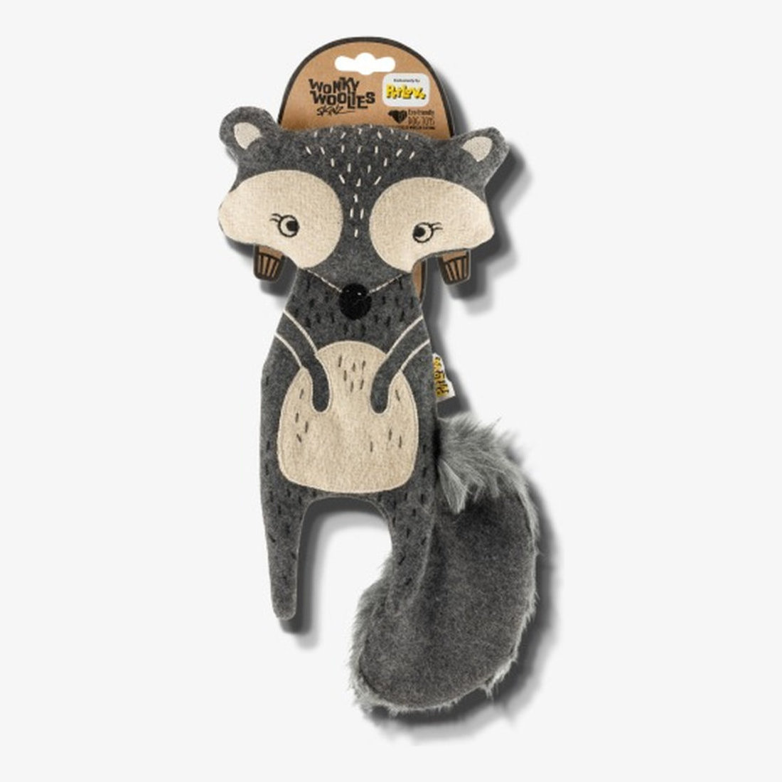 Wonky Woolies Skinz Racoon 29x25x4cm Squeaker