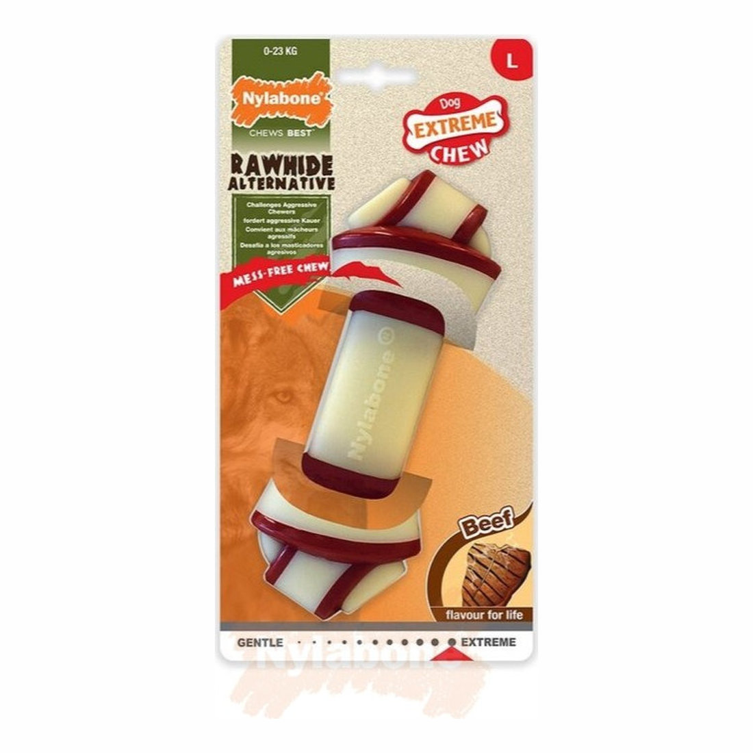 Nylabone Extreme Rawhide Knot Bone Beef L